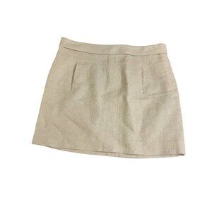 J Crew Tweed A-Line Mini Skirt Womens Size 2 Tan Gold Metallic Lined